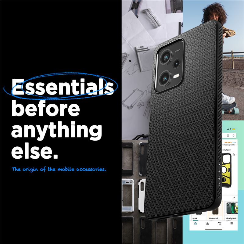 Husa Spigen Liquid Air pentru Xiaomi Redmi Note 12 Pro 5G/Poco X5 Pro 5G Negru Mat (Ingredi, ACS05788) by www.silkase.ro